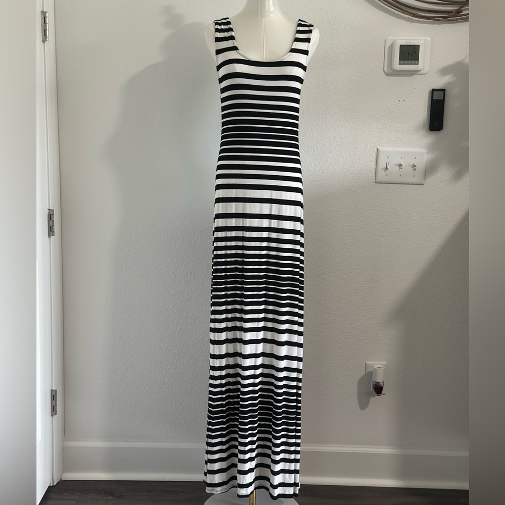 Black and White Striped Maxi Dress